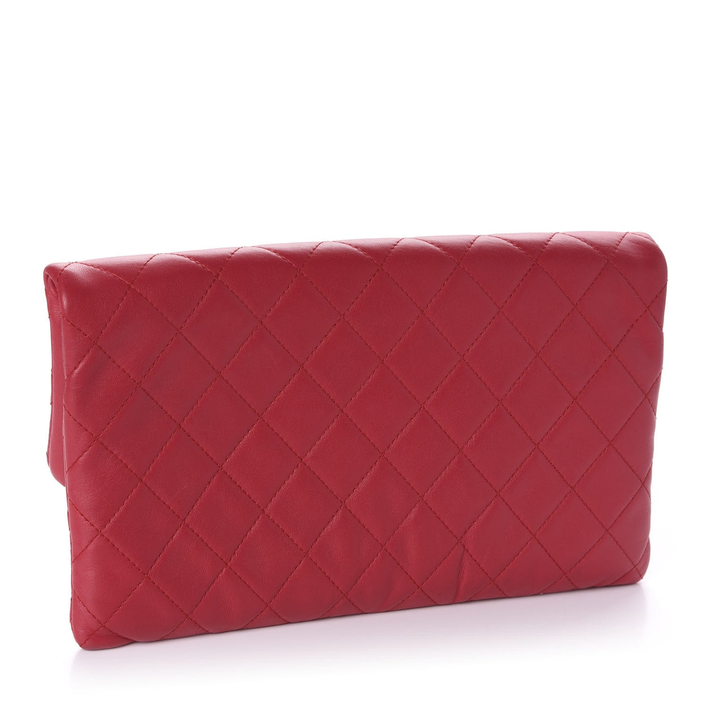 Lambskin Quilted CC Beauty Clutch Red