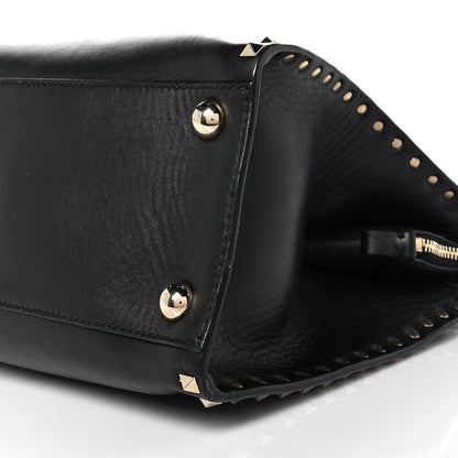 Valentino Garavani Vitello Rockstud Dome Shopper Black 9 of 11