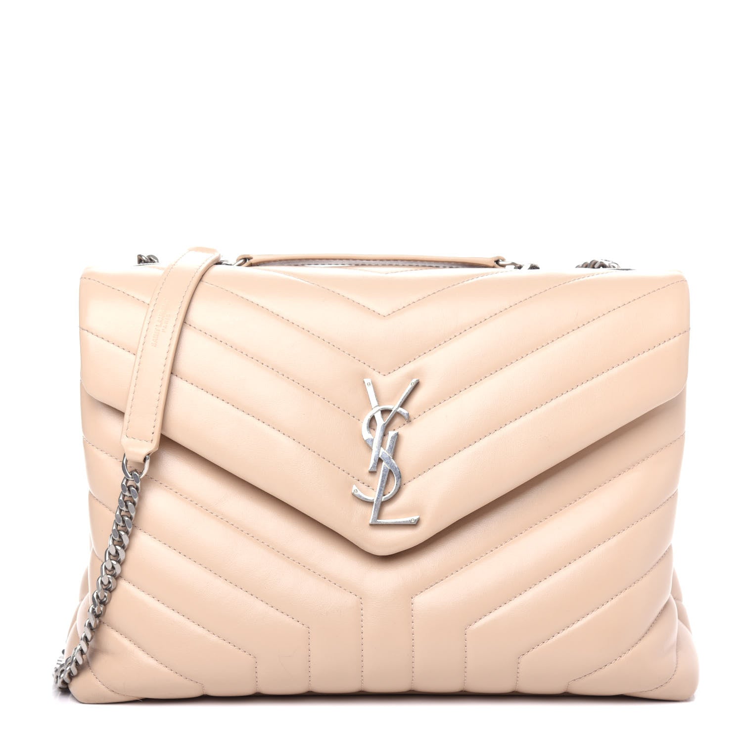 Saint Laurent Calfskin Y Quilted Monogram Medium Loulou Chain Satchel Nude Powder 1 of 12