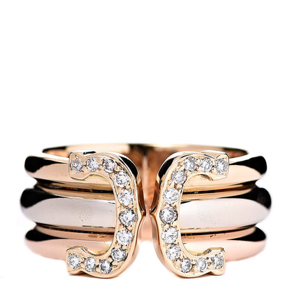 Cartier 18K Pink Yellow White Gold Diamond 11mm C De Ring 52 6 1 of 5
