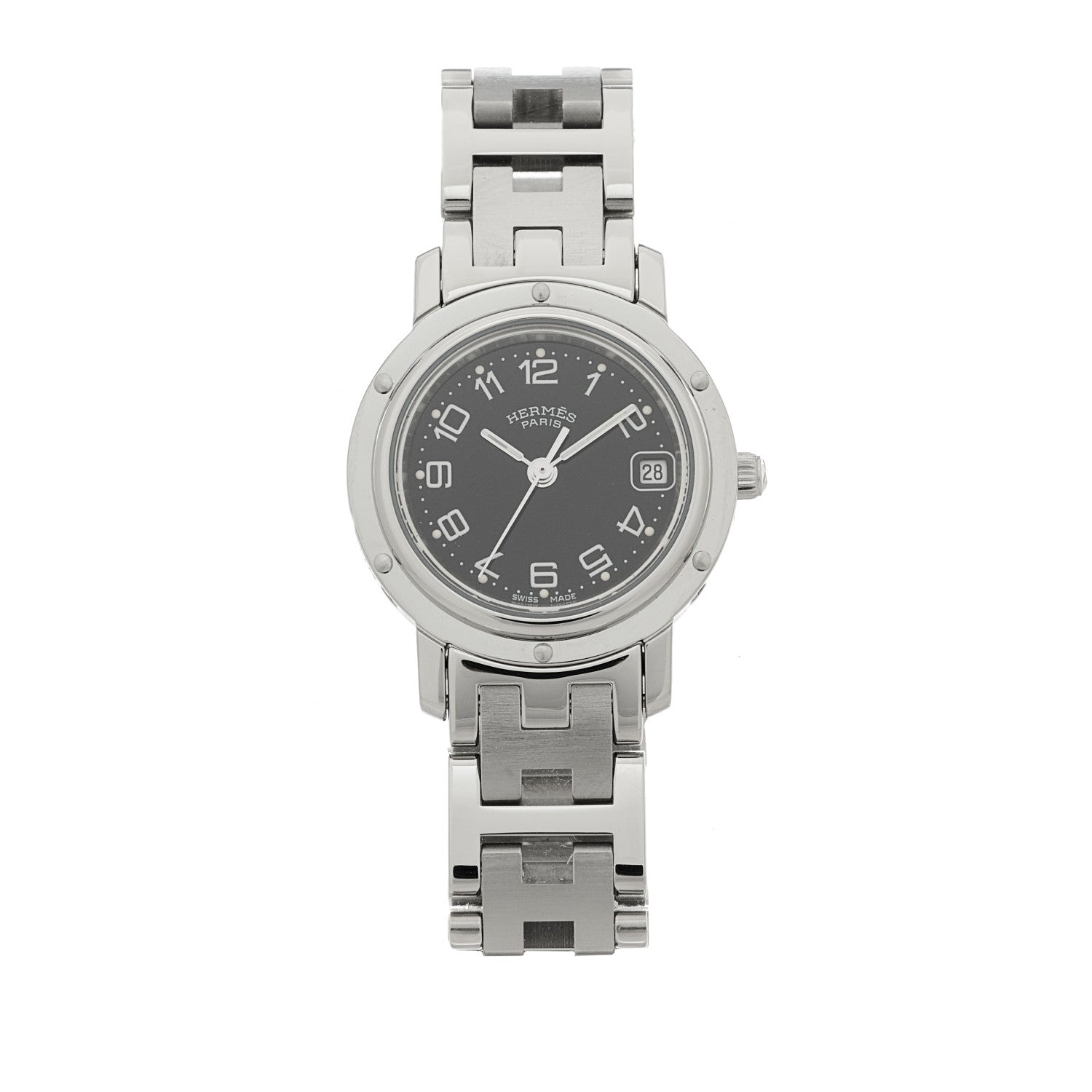 Hermes Stainless Steel 24mm Clipper Quartz Watch Black 1 of 4