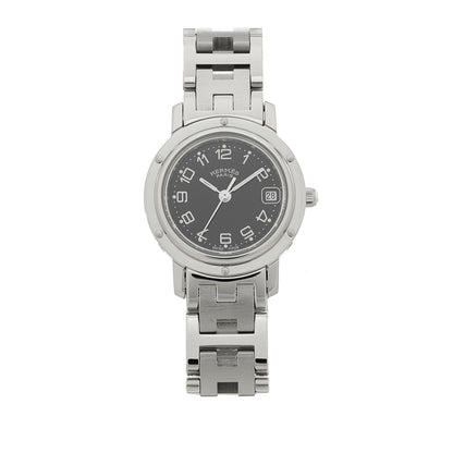 Hermes Stainless Steel 24mm Clipper Quartz Watch Black 1 of 4