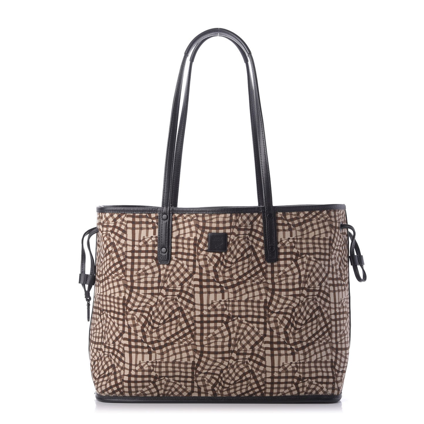 Visetos Calfskin Motif Rombi Lion Printed Reversible Shopper Tote Cognac