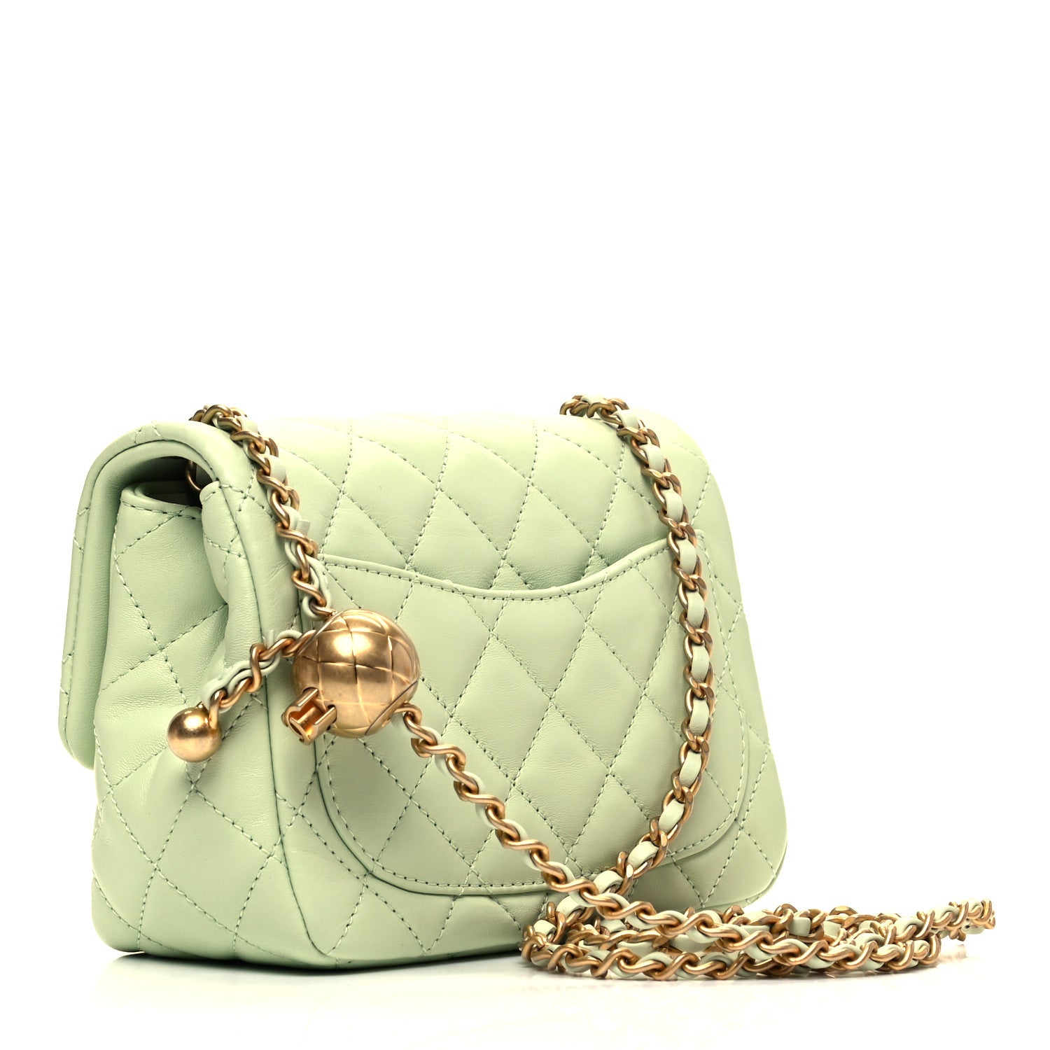 Chanel Lambskin Quilted Mini Pearl Crush Flap Light Green 3 of 9