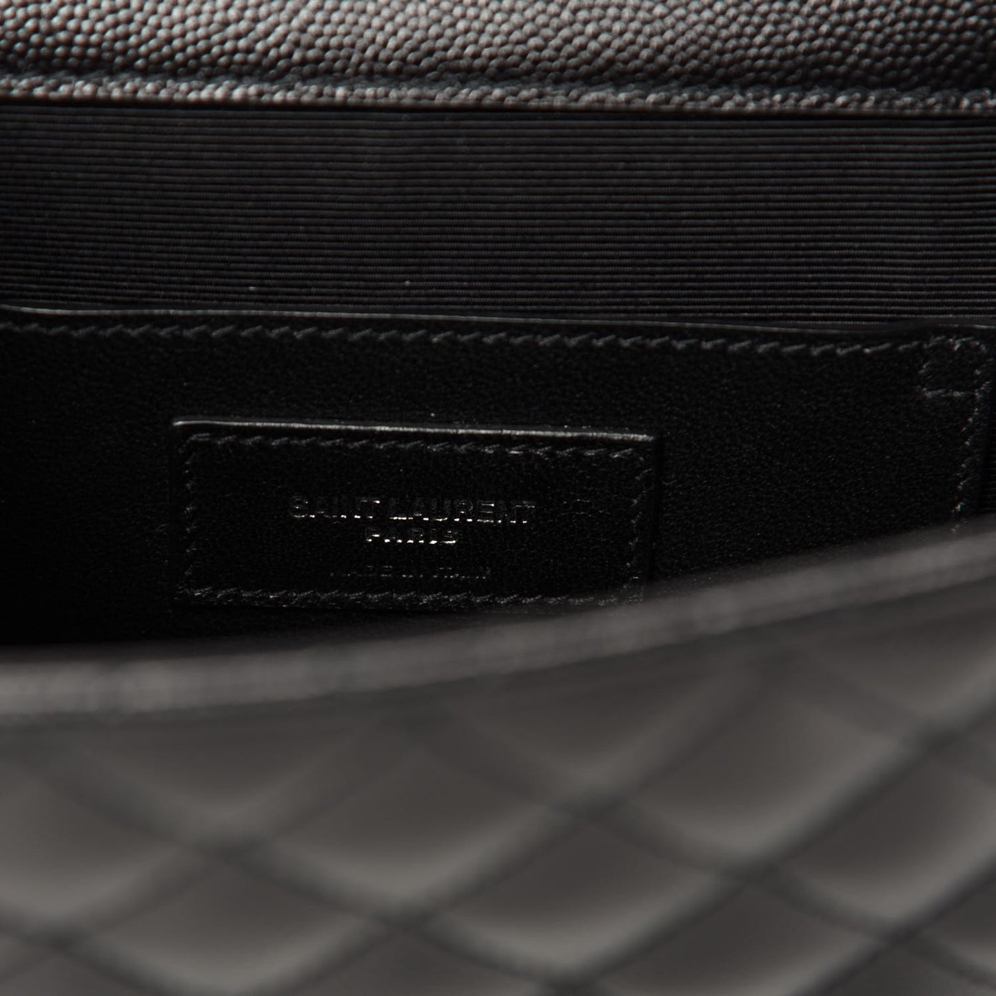 Grain De Poudre Textured Mixed Matelasse Triquilt Small Monogram Satchel Black