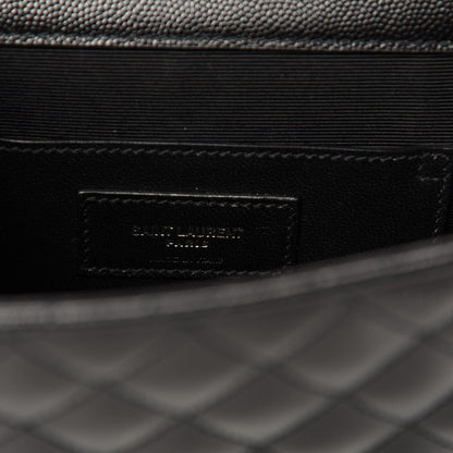 Saint Laurent Grain De Poudre Textured Mixed Matelasse Triquilt Small Monogram Satchel Black 8 of 10