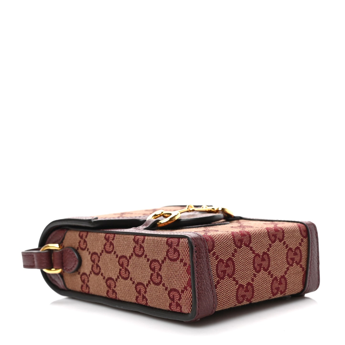 Monogram Textured Dollar Calfskin Mini Horsebit 1955 Crossbody Bag Sahara Rubino Chardonnay