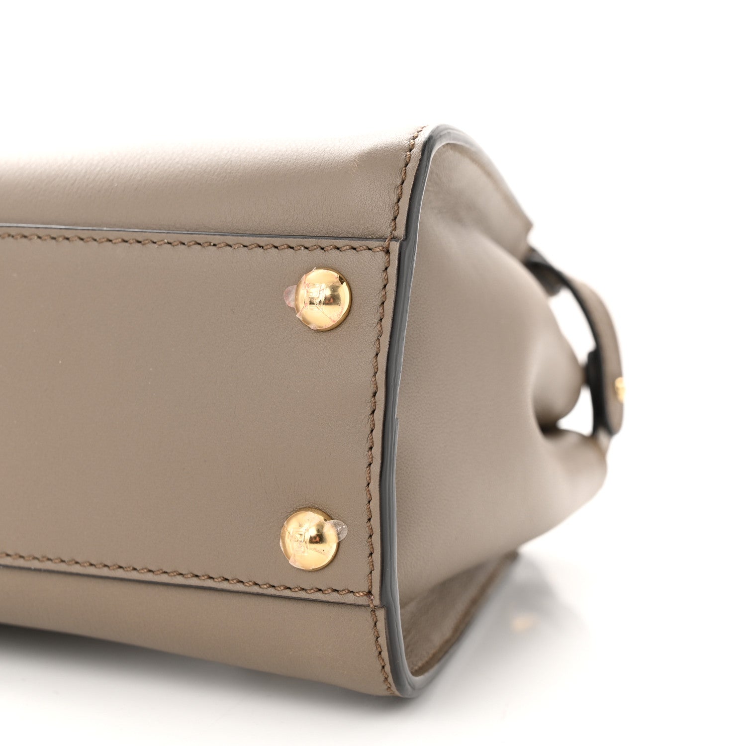 Fendi Vitello Seta Canvas FF Embroidered Mini Peekaboo Iconic Satchel Tartufo 10 of 10