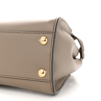 Fendi Vitello Seta Canvas FF Embroidered Mini Peekaboo Iconic Satchel Tartufo 10 of 10