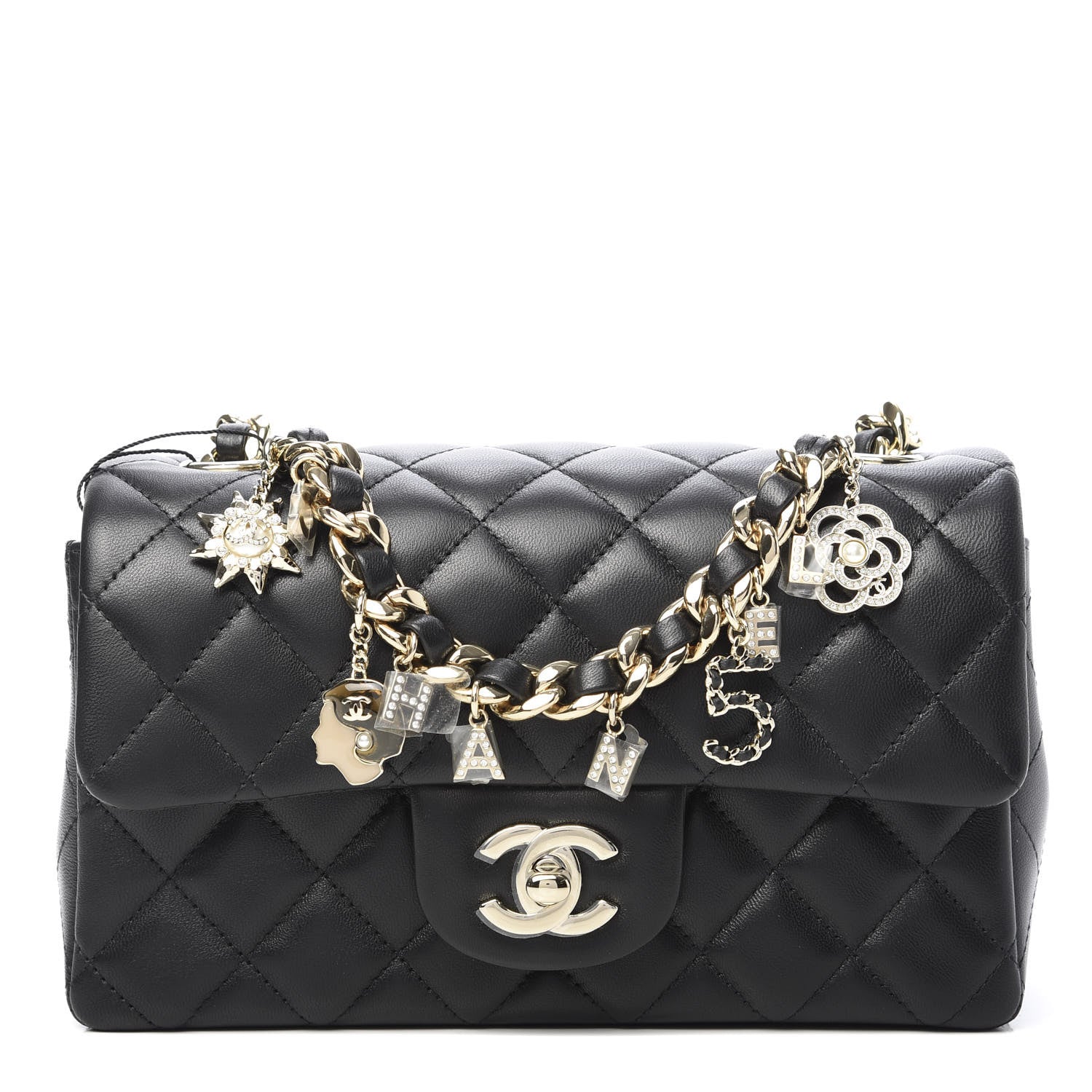 Chanel Lambskin Quilted Mini Coco Charms Rectangular Flap Black 1 of 11