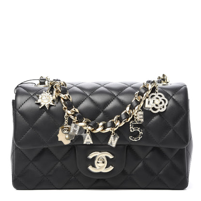 Chanel Lambskin Quilted Mini Coco Charms Rectangular Flap Black 1 of 11