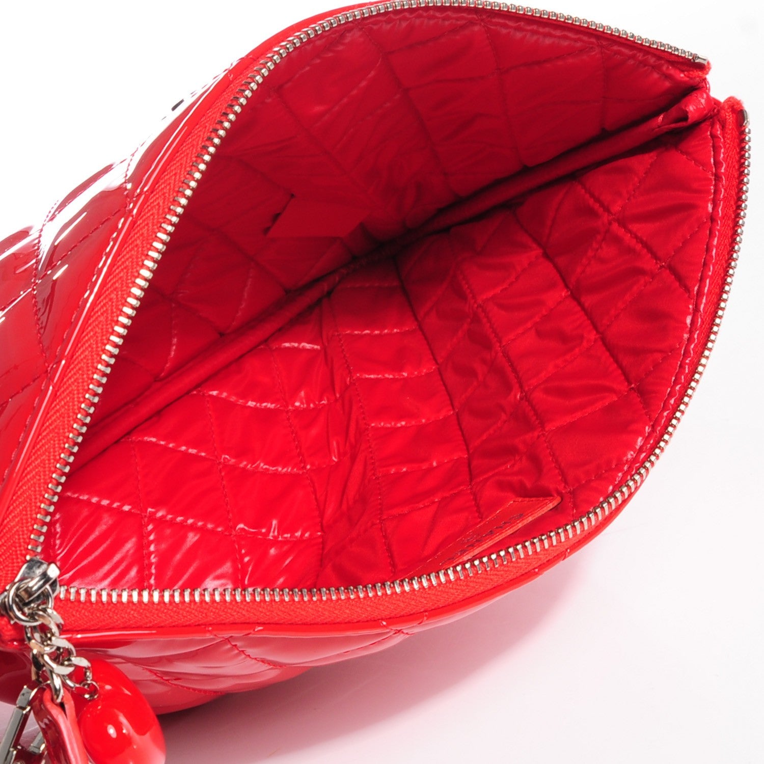 Chanel Patent Calfskin Quilted Medium Cosmetic Case Red 8 of 9