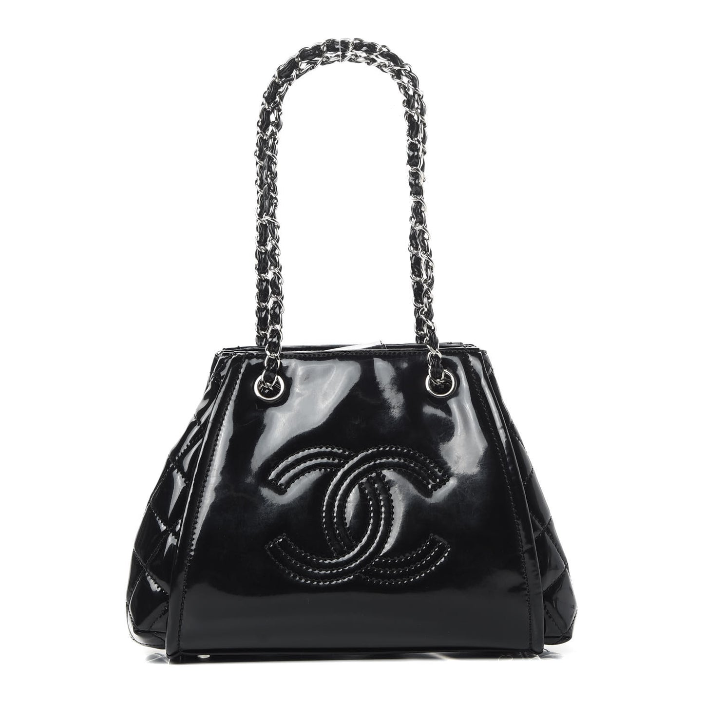 Vinyl Lipstick Ligne Accordion Tote Black