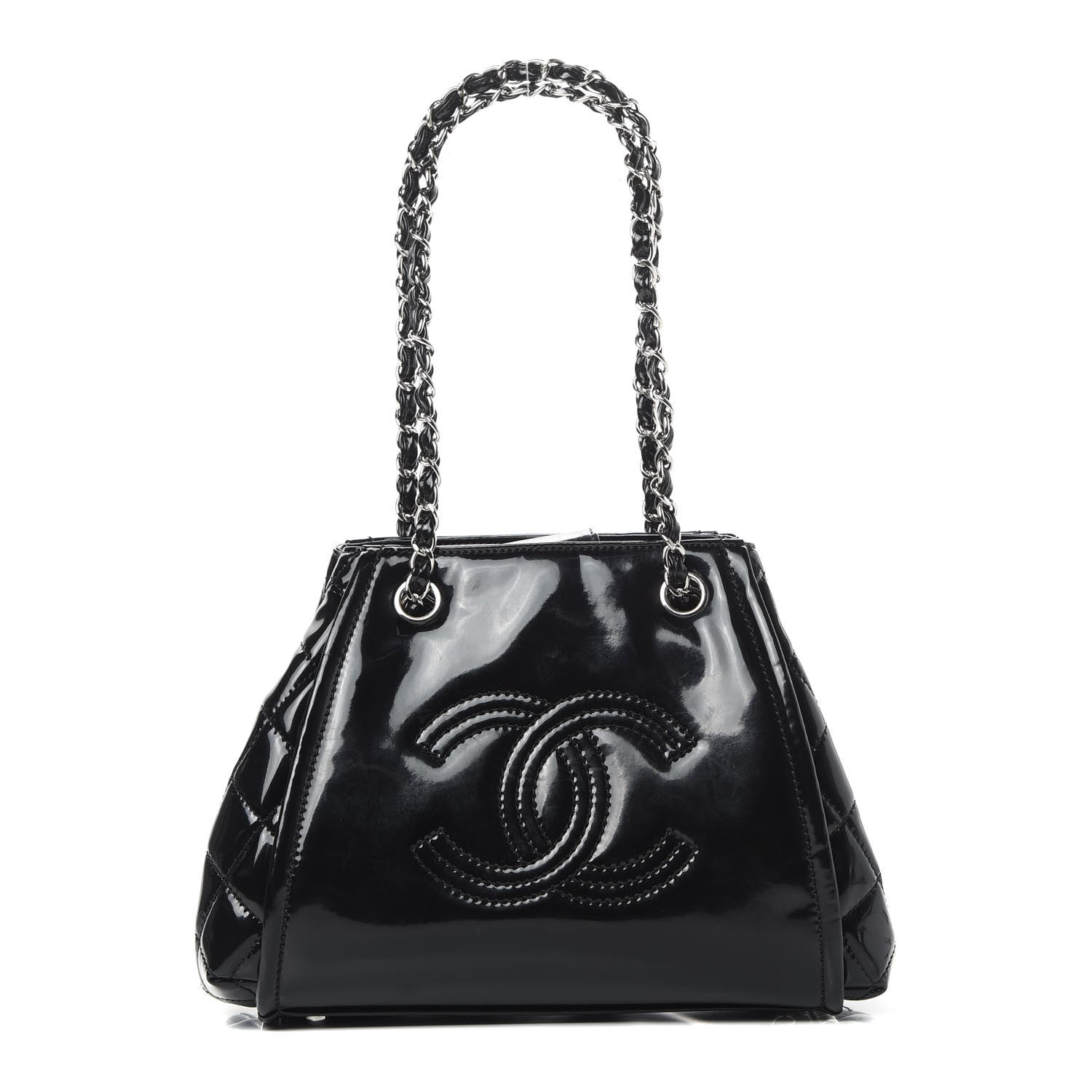 Chanel Vinyl Lipstick Ligne Accordion Tote Black 1 of 11
