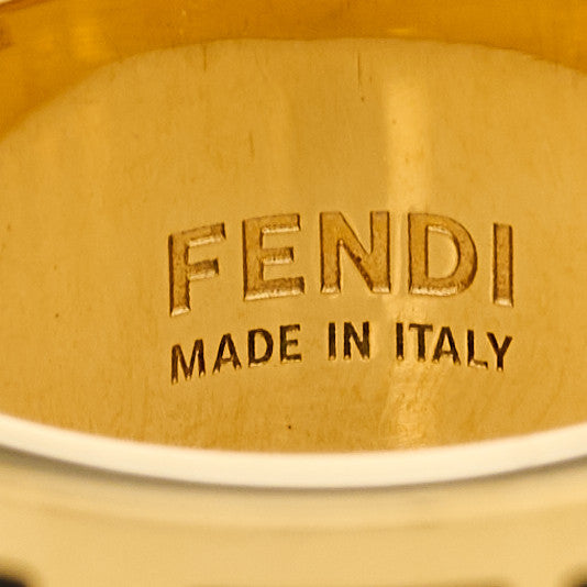 Metal Enamel Forever Fendi Ring M 54 7 Gold Black