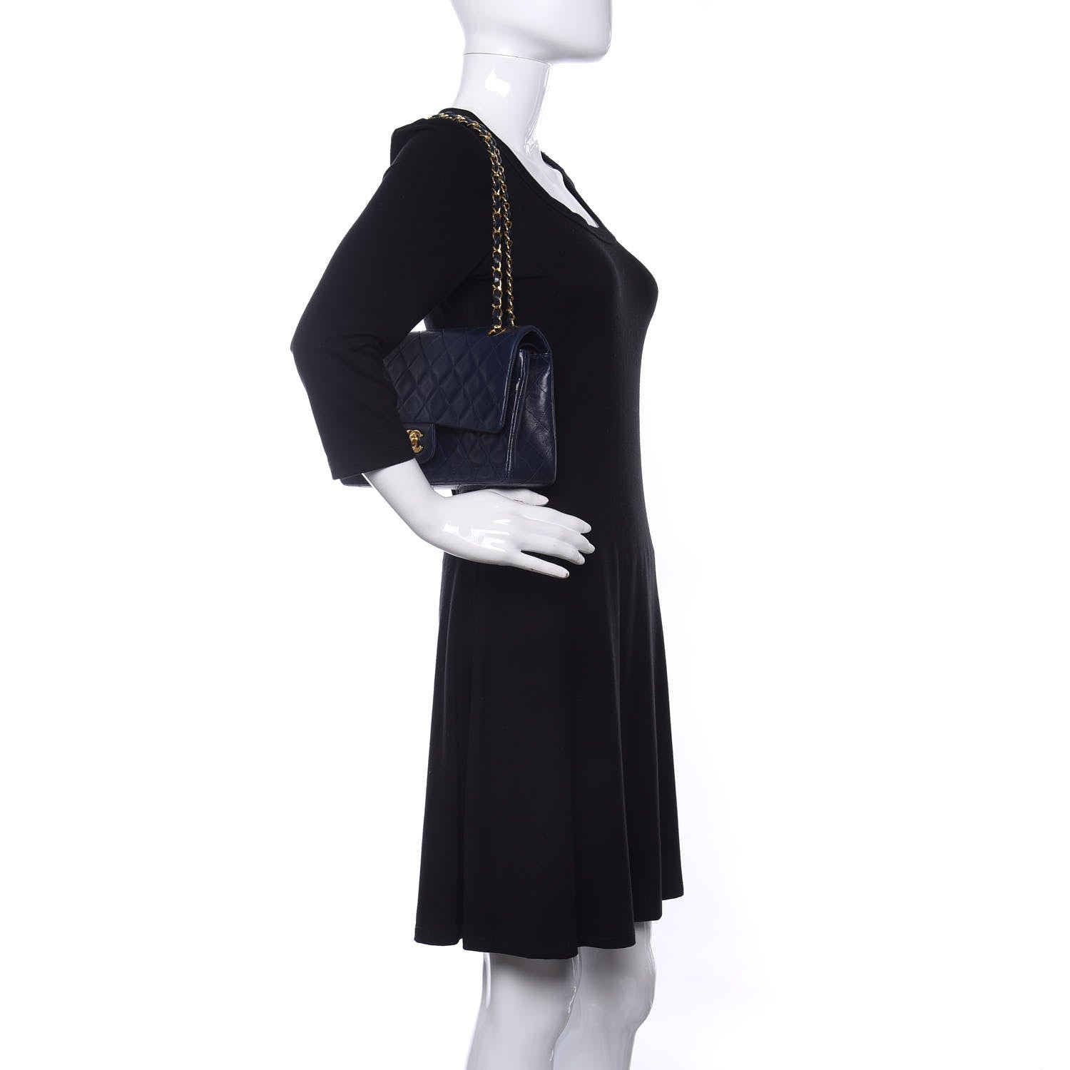 Chanel Lambskin Quilted Medium Double Flap Navy 2 of 9