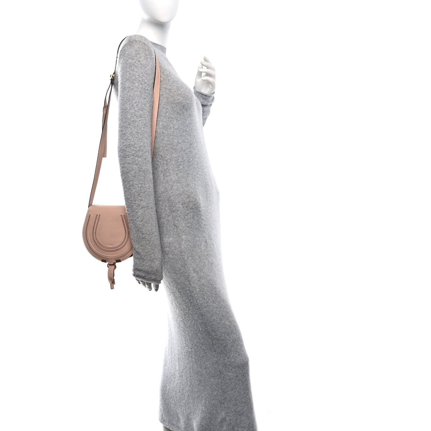 Calfskin Mini Marcie Round Crossbody Bag Blush Nude