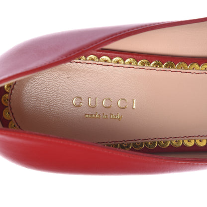 Gucci Nappa Queen Margaret Bow Mid Heel Pumps 40 Hibiscus Red 7 of 10