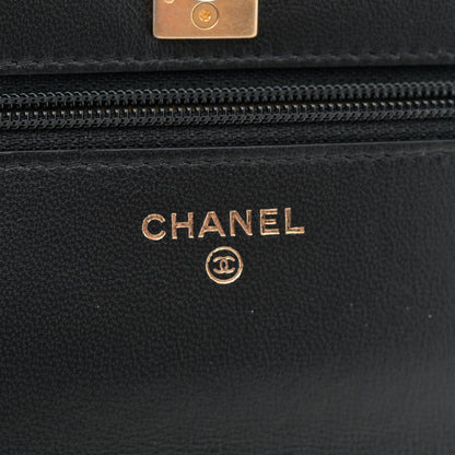 Chanel Lambskin Quilted CC Pearl Crush Wallet on Chain WOC Black 6 of 12