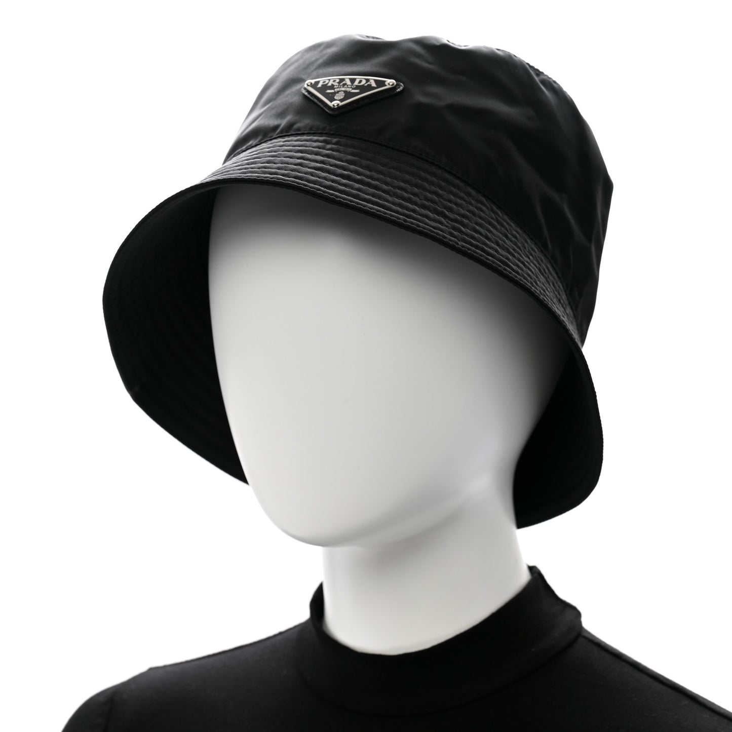 Re-Nylon Metal Triangle Logo Mens Bucket Hat XL Black