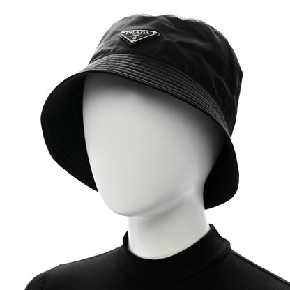 Prada Re-Nylon Metal Triangle Logo Mens Bucket Hat XL Black 2 of 9