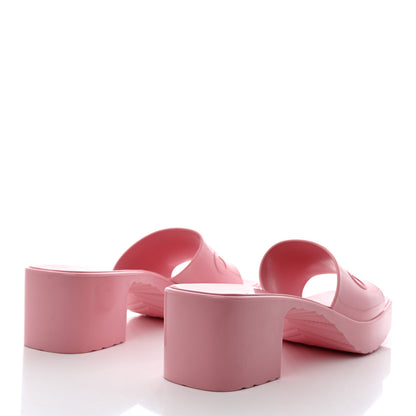Gucci Rubber Gucci Logo Womens Platform 20/60mm Slide Sandals 39 Wild Rose 4 of 9