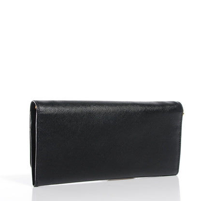 Prada Saffiano Metal Oro Chain Wallet Nero Black 3 of 9