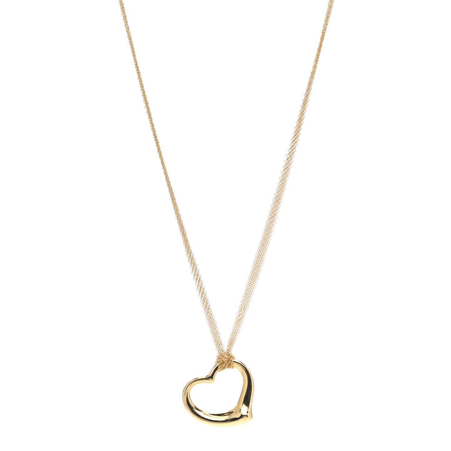 18K Yellow Gold 36mm Elsa Peretti Open Heart Mesh Necklace