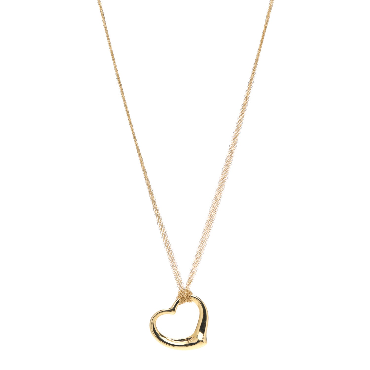 Tiffany 18K Yellow Gold 36mm Elsa Peretti Open Heart Mesh Necklace 1 of 4