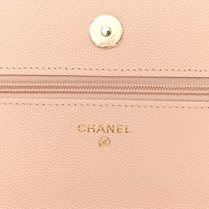 Chanel Caviar Quilted Wallet on Chain WOC Light Beige 6 of 15