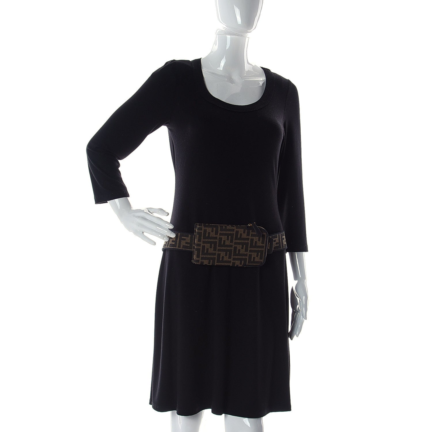 Fendi Fabric Jacquard FF 1974 Cell Pocket Strap You Tobacco Moro Black 2 of 11