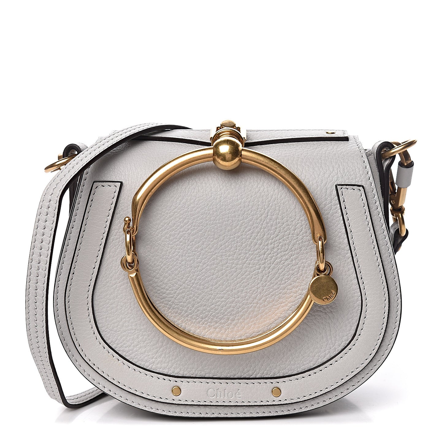 Calfskin Suede Small Nile Bracelet Bag Airy Grey