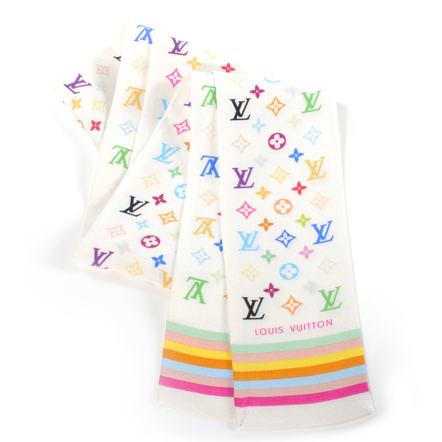 Silk Monogram Multicolor Bandeau White