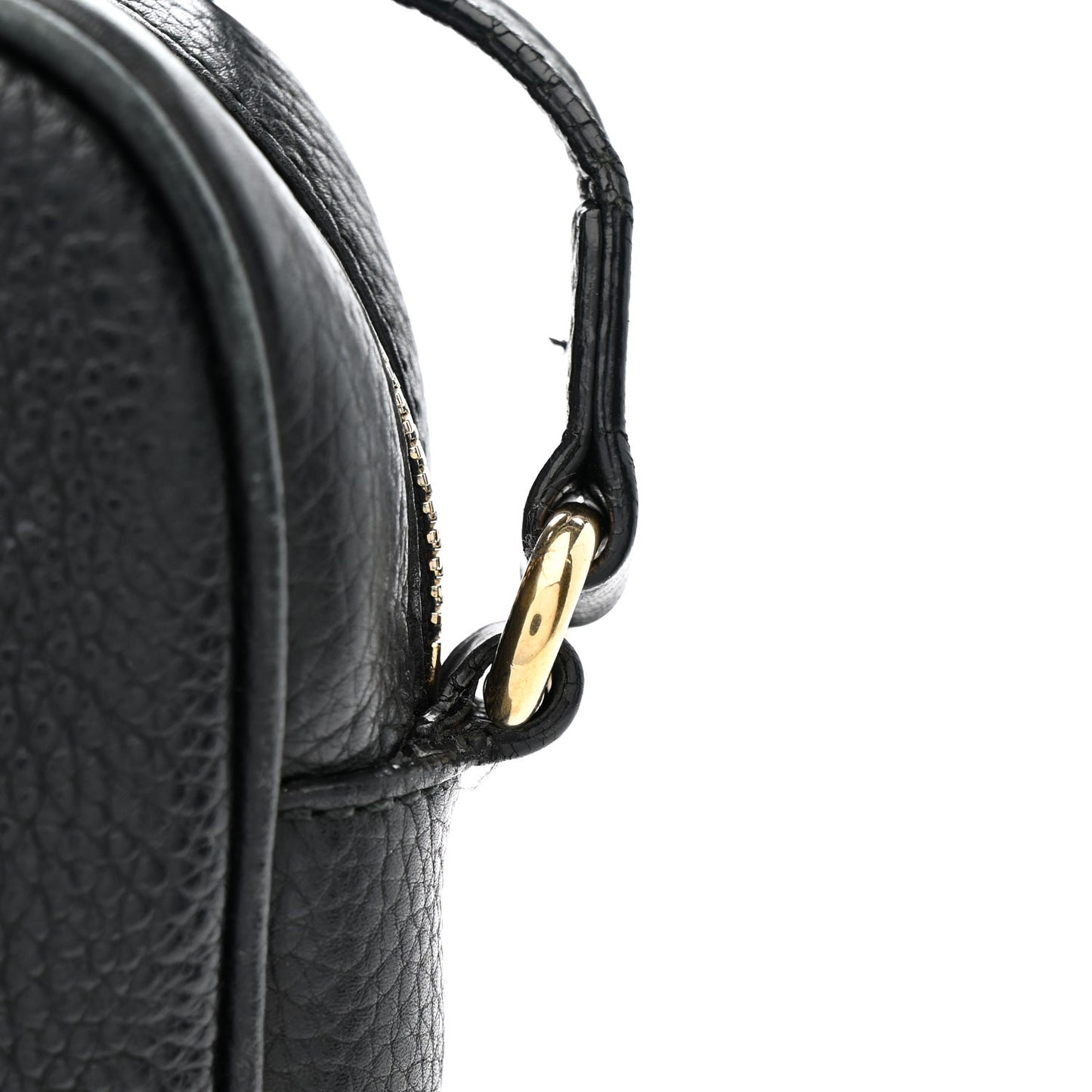 Pebbled Calfskin Small Soho Disco Bag Black