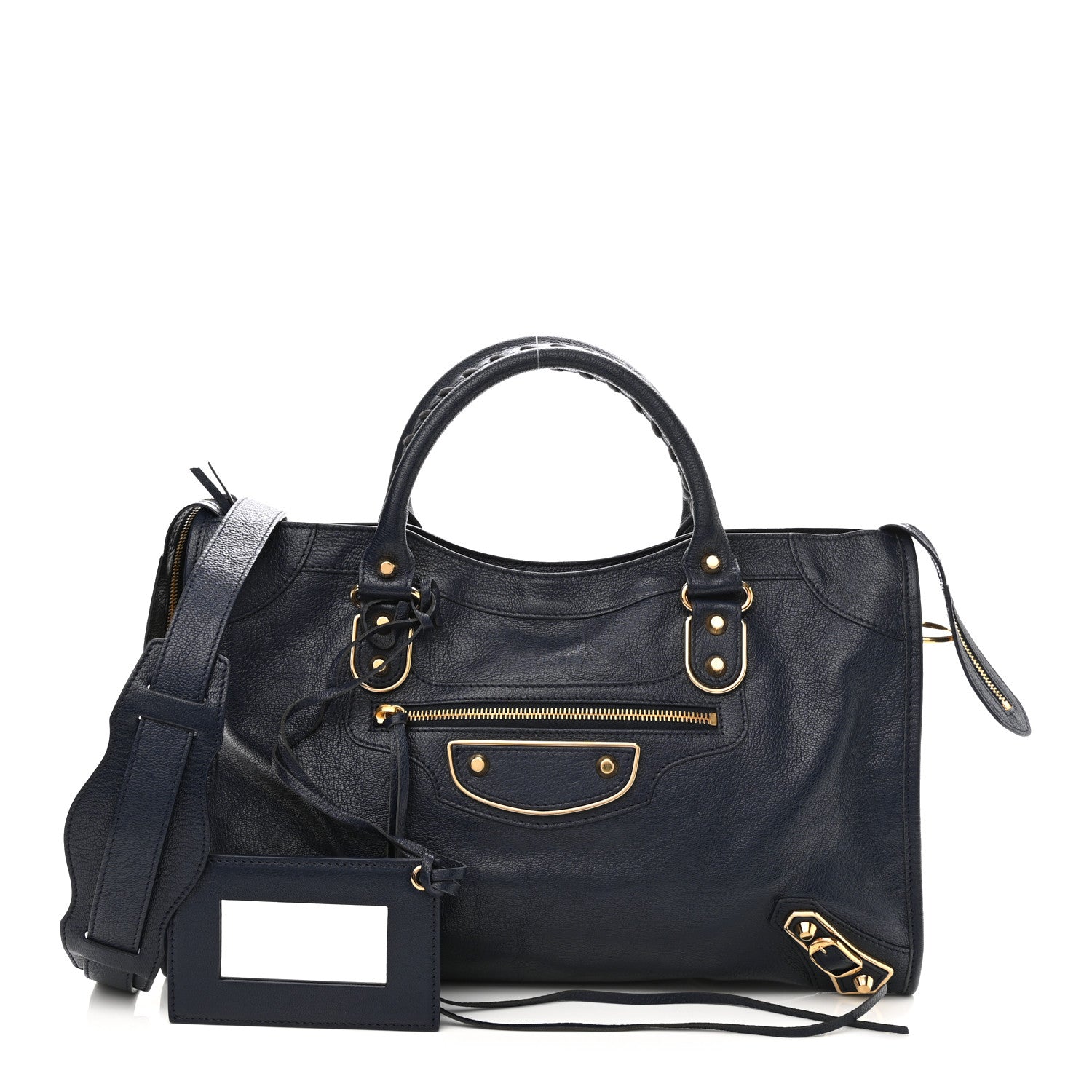Balenciaga Chevre Gold Metallic Edge Hardware City Bleu Nuit Dark Sea 1 of 12