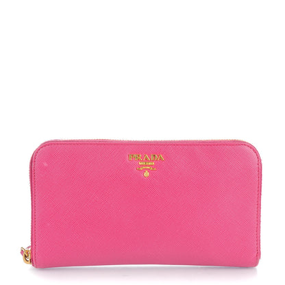 Prada Saffiano Metal Zip Around Wallet Ibisco 1 of 8