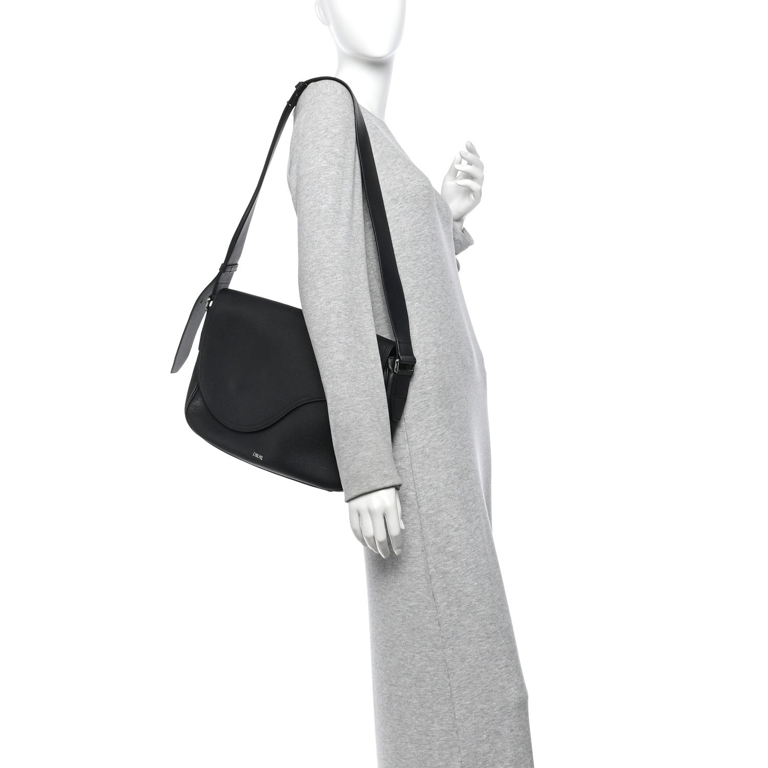 Christian Dior Grained Calfskin Saddle Messenger Bag Black 2 of 10