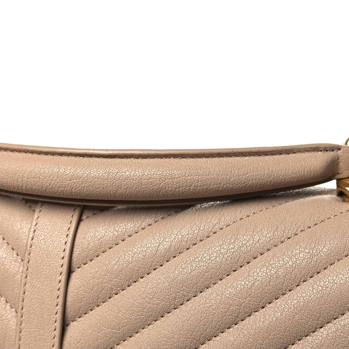 Sheepskin Matelasse Chevron Monogram Large College Satchel Beige