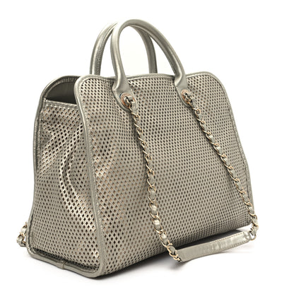Chanel Metallic Calfskin Perforated Up In The Air Tote Silver 3 of 11