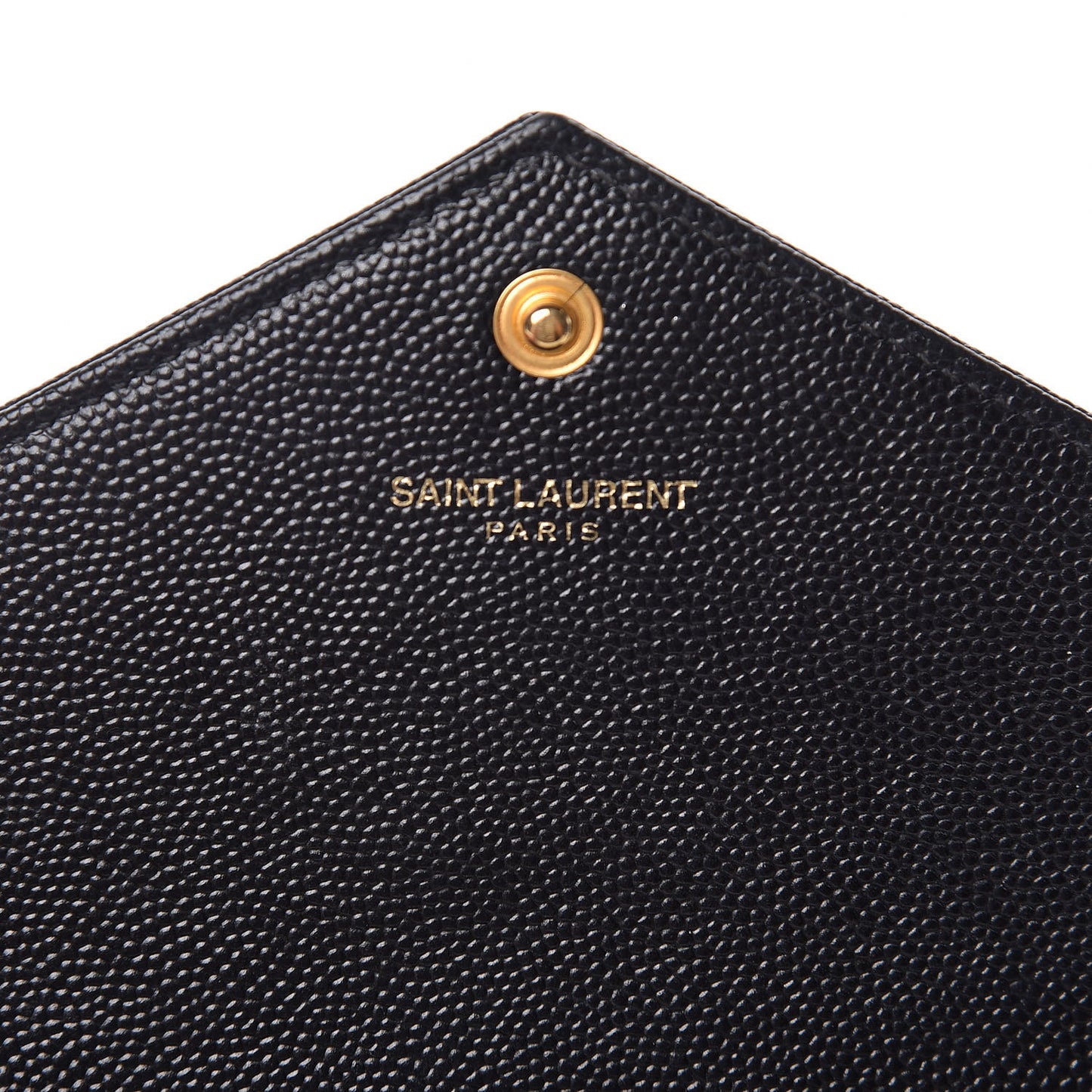 Grain De Poudre Matelasse Chevron Monogram Envelope Chain Wallet Black