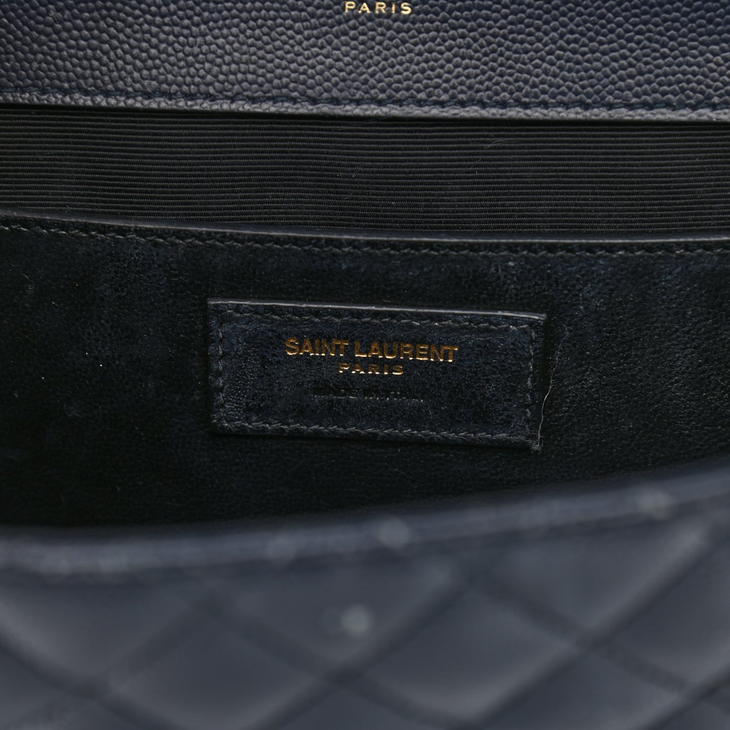 Grain De Poudre Textured Mixed Matelasse Triquilt Medium Monogram Satchel Deep Marine