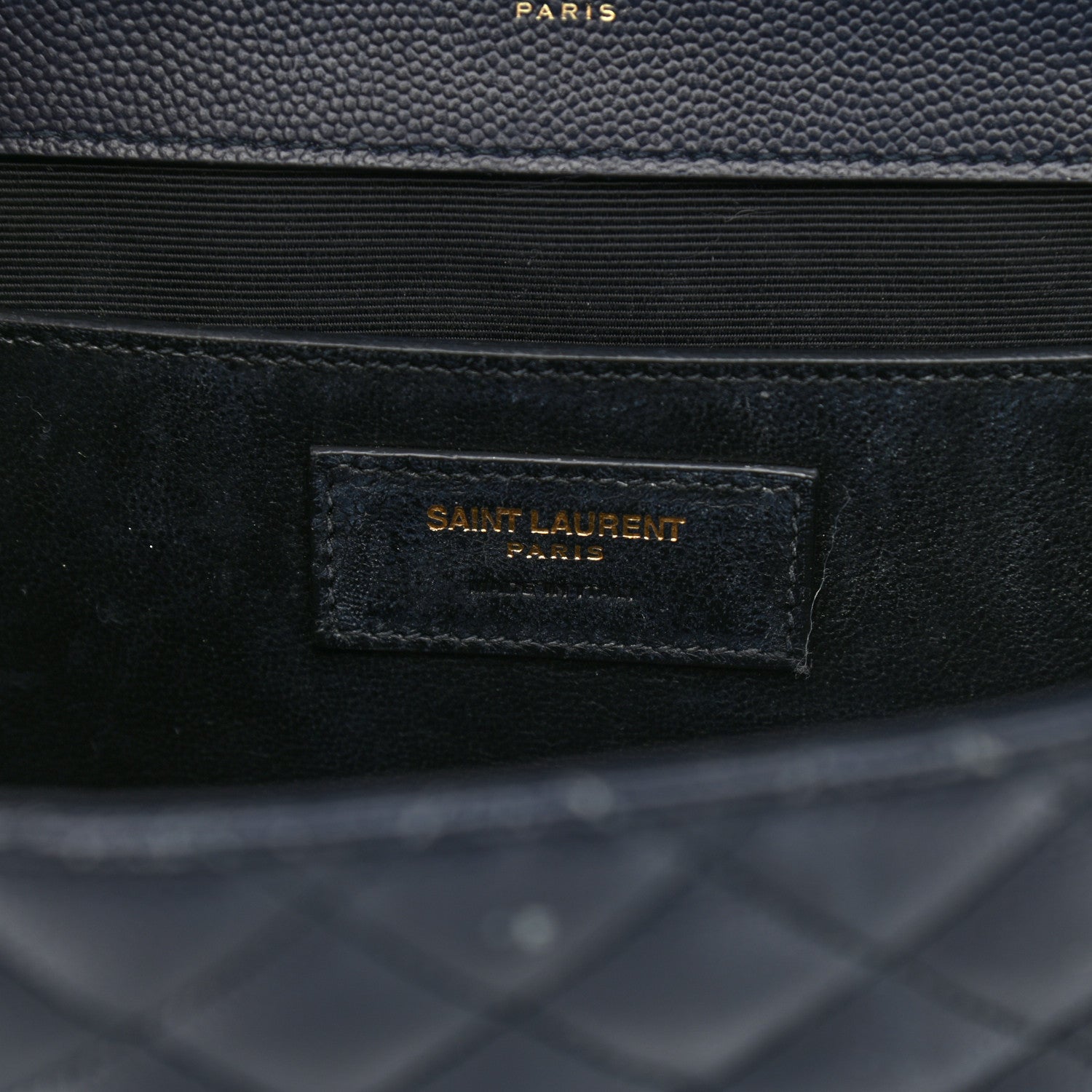 Saint Laurent Grain De Poudre Textured Mixed Matelasse Triquilt Medium Monogram Satchel Deep Marine 6 of 15