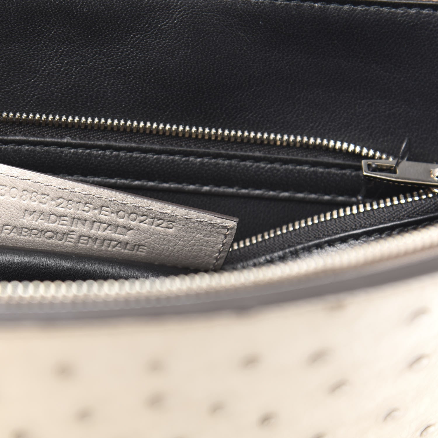 Balenciaga Calfskin Ostrich Trimmed Le Dix M Cartable Shoulder Bag Gris Glace 7 of 11