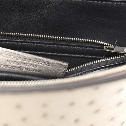 Balenciaga Calfskin Ostrich Trimmed Le Dix M Cartable Shoulder Bag Gris Glace 7 of 11