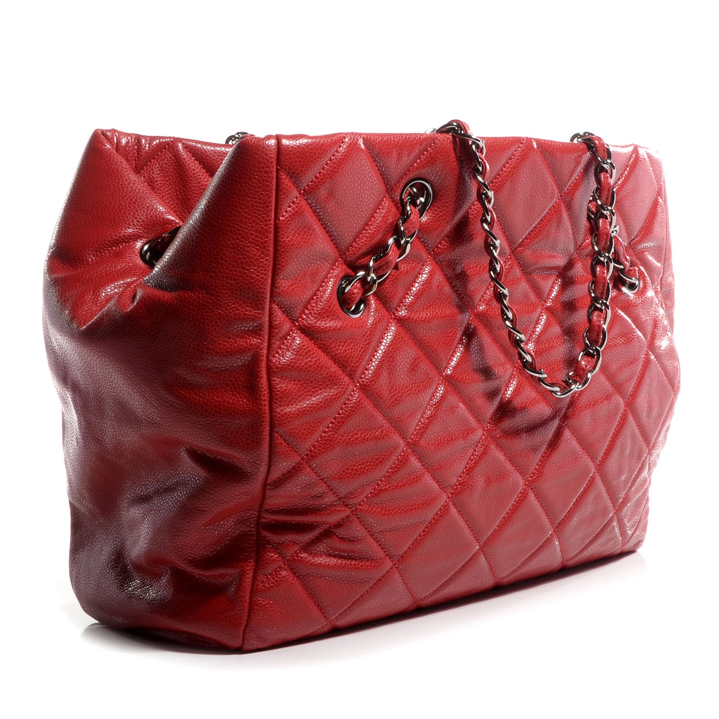 Caviar Quilted Large Cells Tote Red