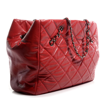 Chanel Caviar Quilted Large Cells Tote Red 3 of 7