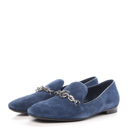 Louis Vuitton Suede Schoolgirl Flat Slippers 37.5 Blue 3 of 9