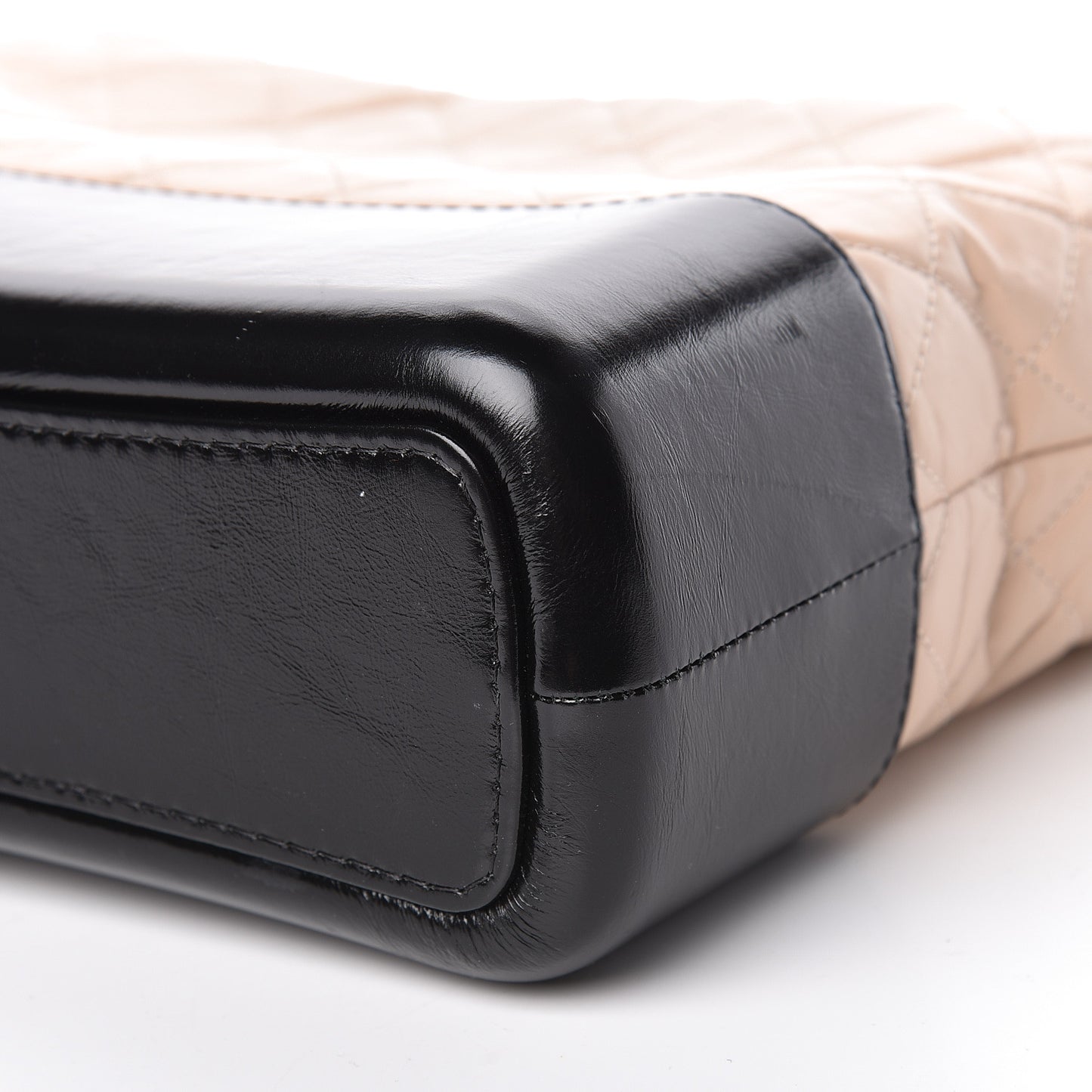 Aged Calfskin Quilted Medium Gabrielle Hobo Beige Black