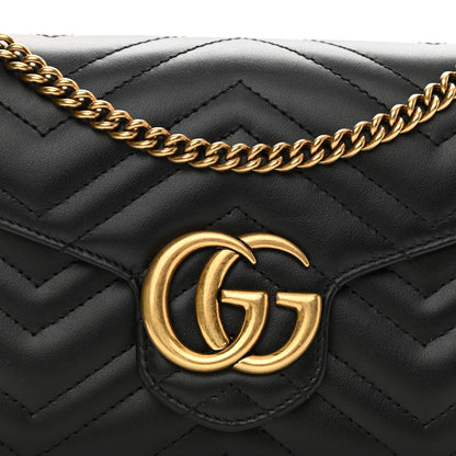 Gucci Calfskin Matelasse GG Marmont Chain Wallet Black 4 of 9