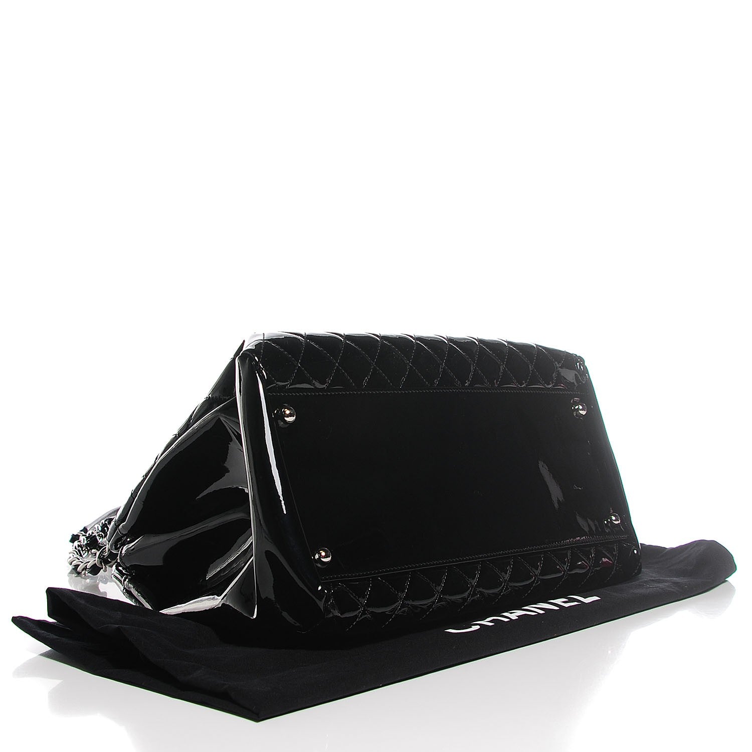 Chanel Patent Quilted Large Just Mademoiselle Bowling Bag Black 4 of 7